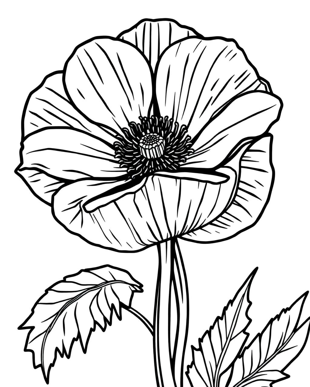 Wild Anemone — printable flower coloring sheet