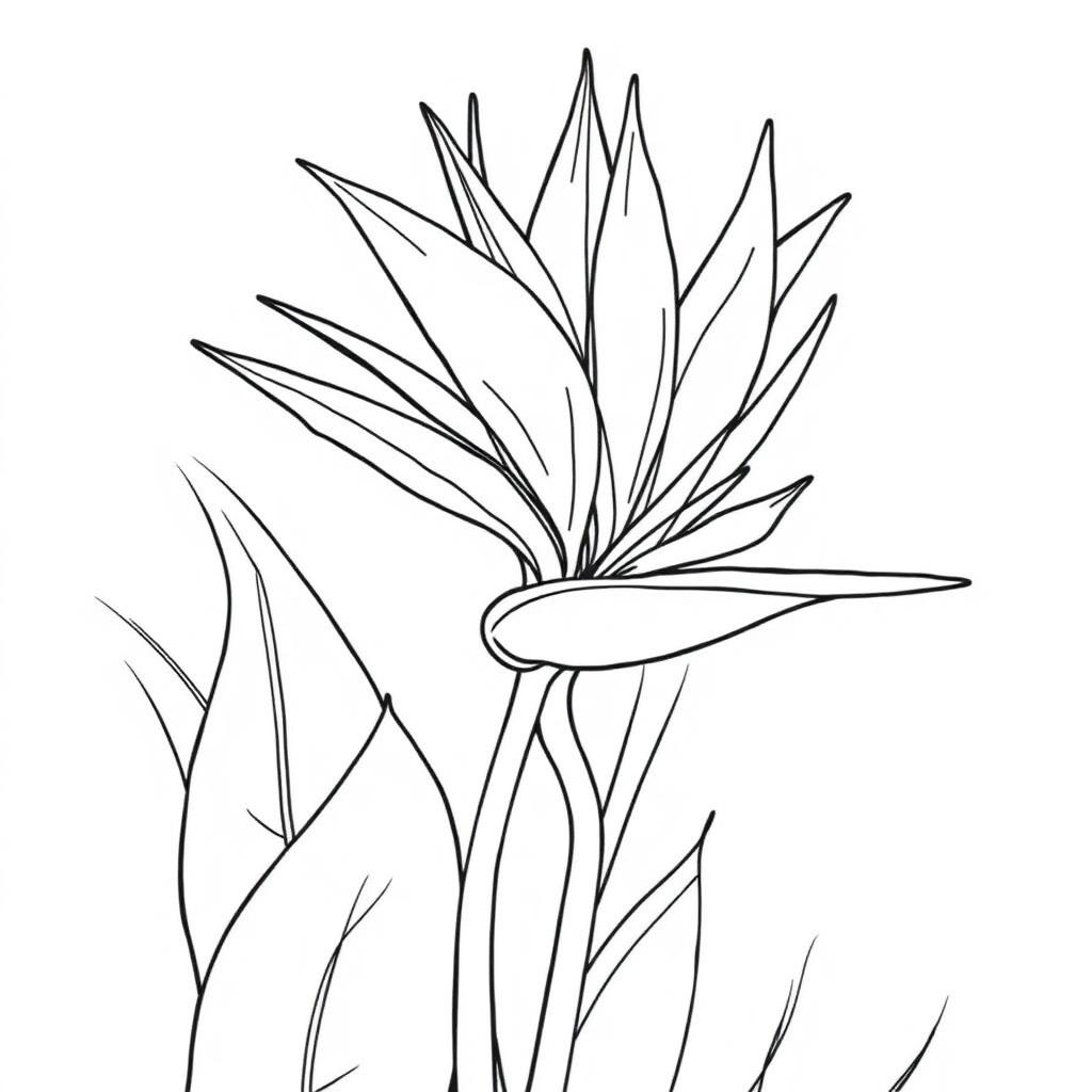 Bird of Paradise — printable flower coloring sheet
