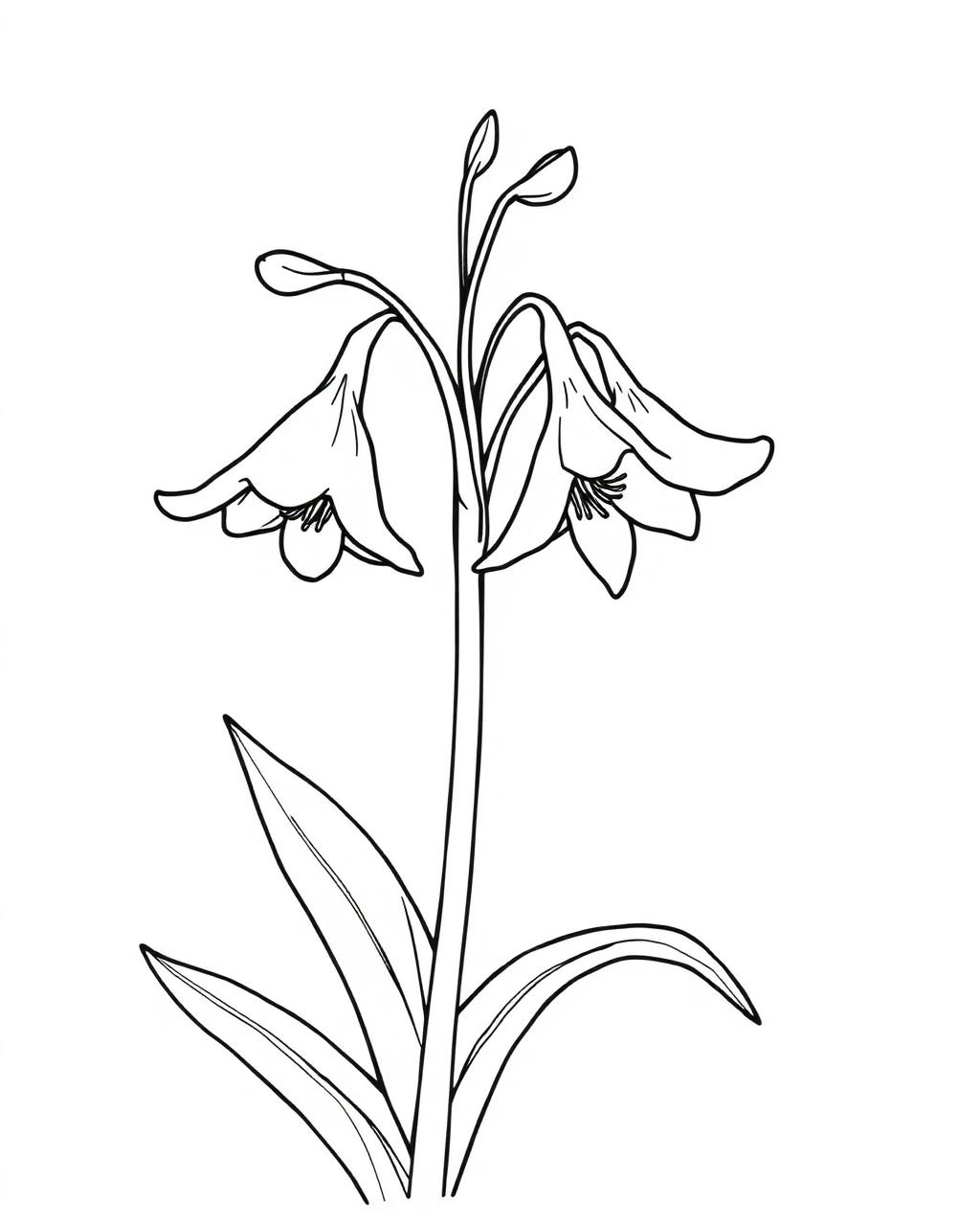 Woodland Bluebell — printable flower coloring sheet