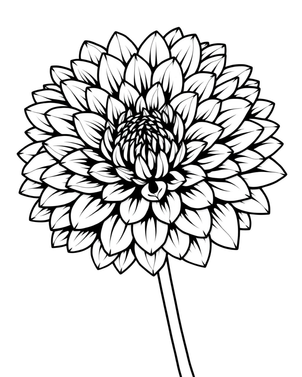 Layered Chrysanthemum — printable flower coloring sheet