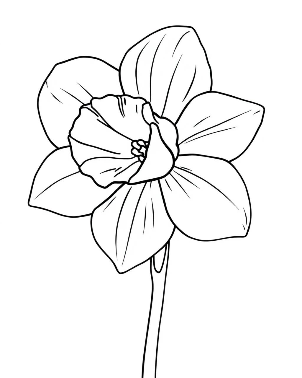 Spring Daffodil — printable flower coloring sheet