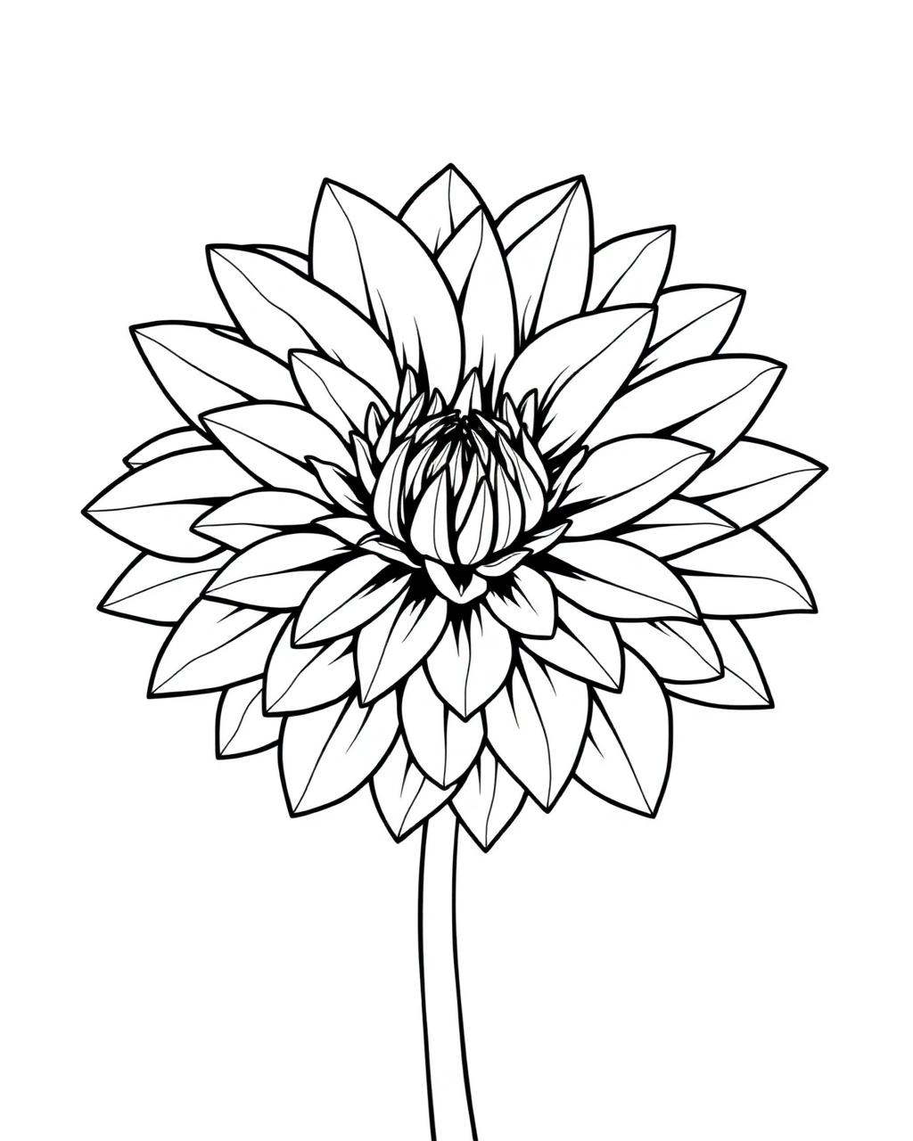 Showy Dahlia — printable flower coloring sheet