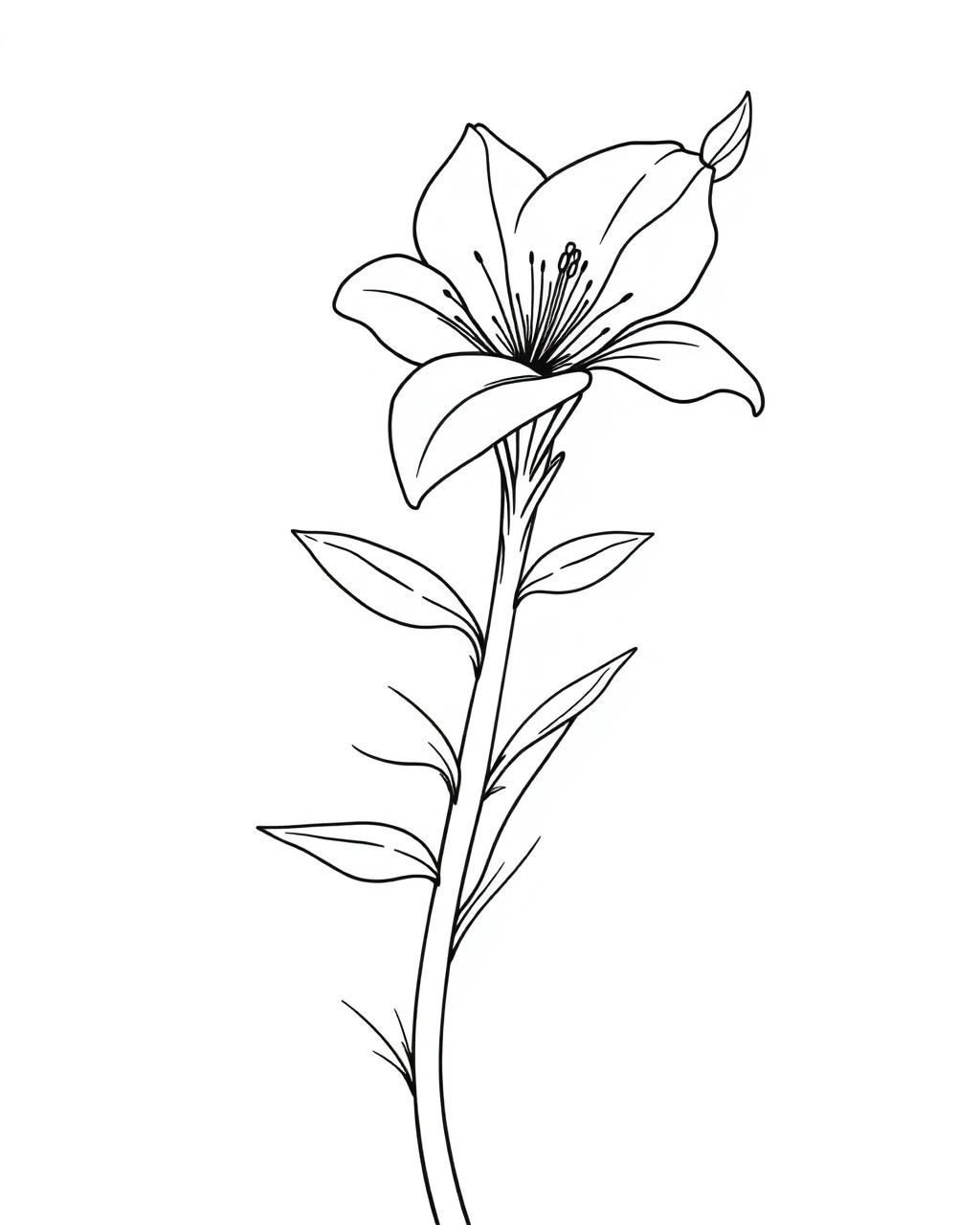 Freesia Stem — printable flower coloring sheet