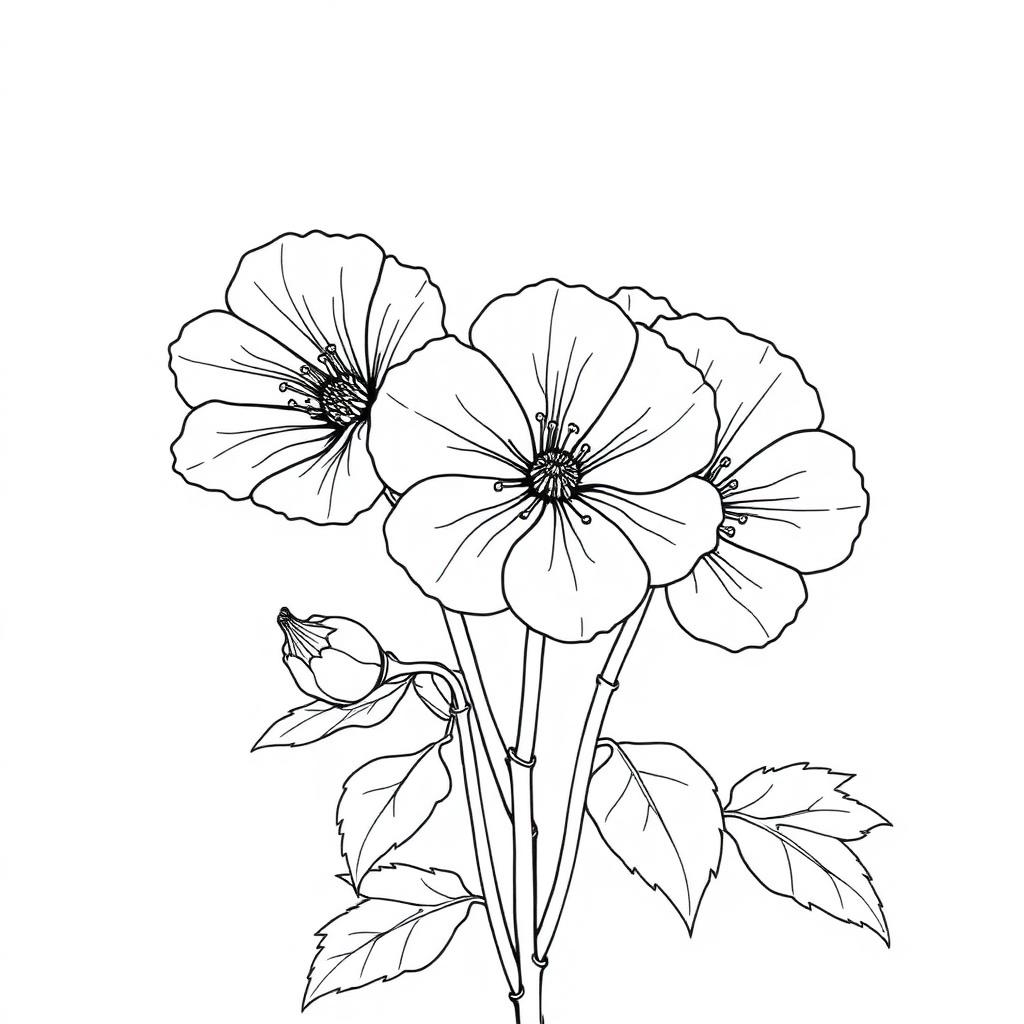 Garden Geranium — printable flower coloring sheet