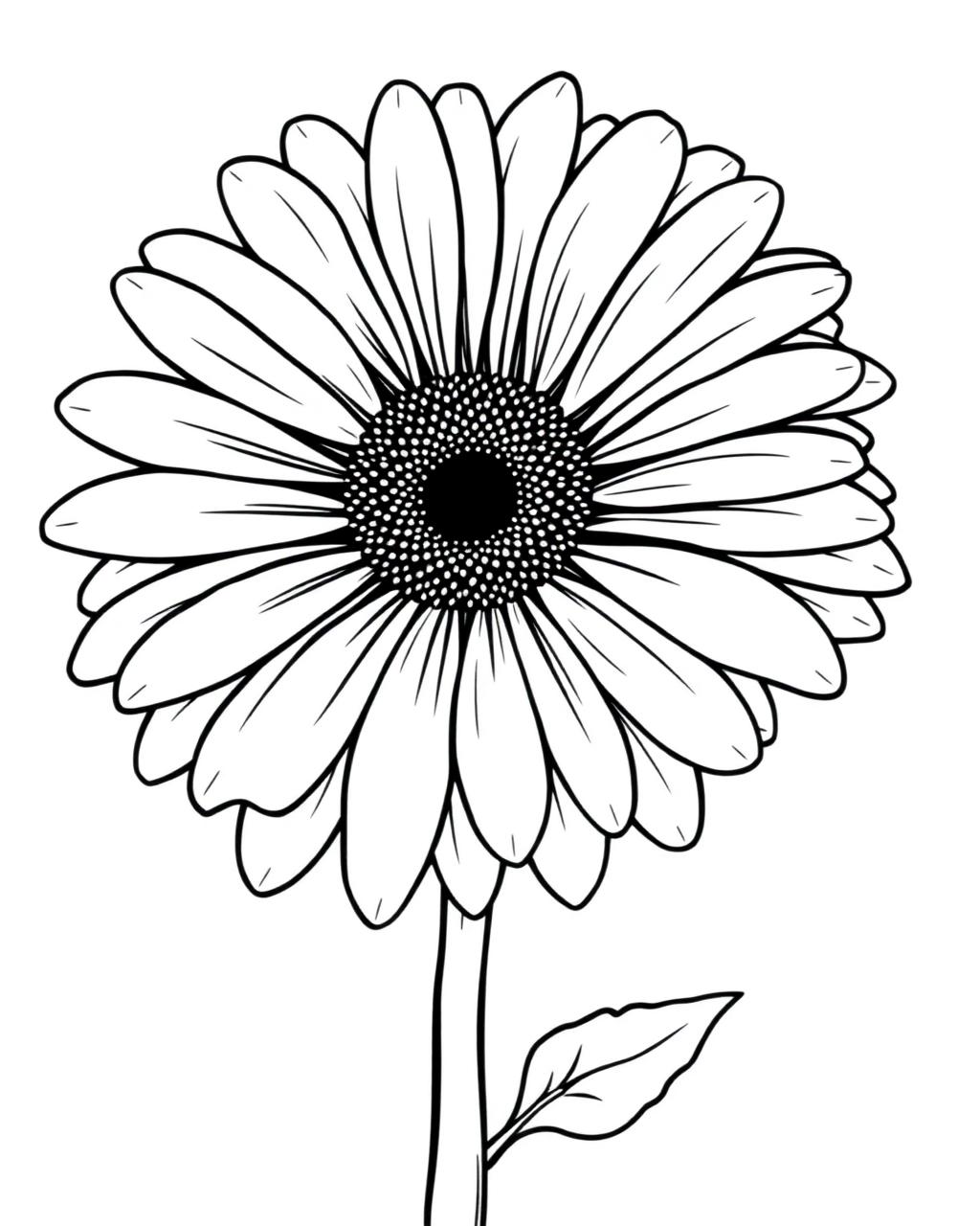 Gerbera Daisy — printable flower coloring sheet