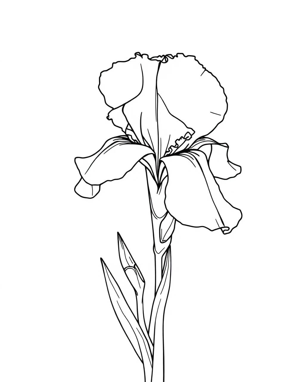 Garden Iris — printable flower coloring sheet