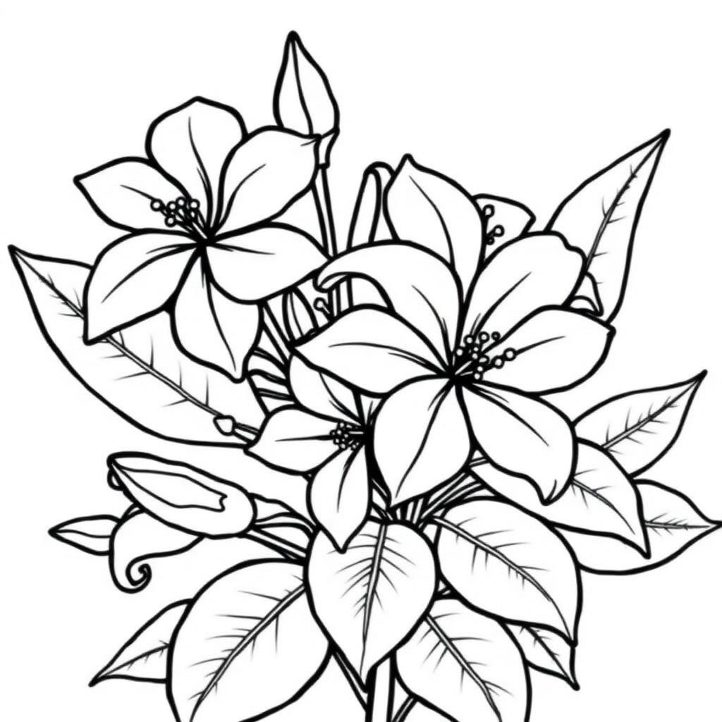 Fragrant Jasmine — printable flower coloring sheet