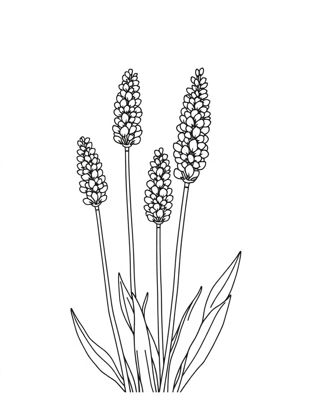 Lavender Stems — printable flower coloring sheet