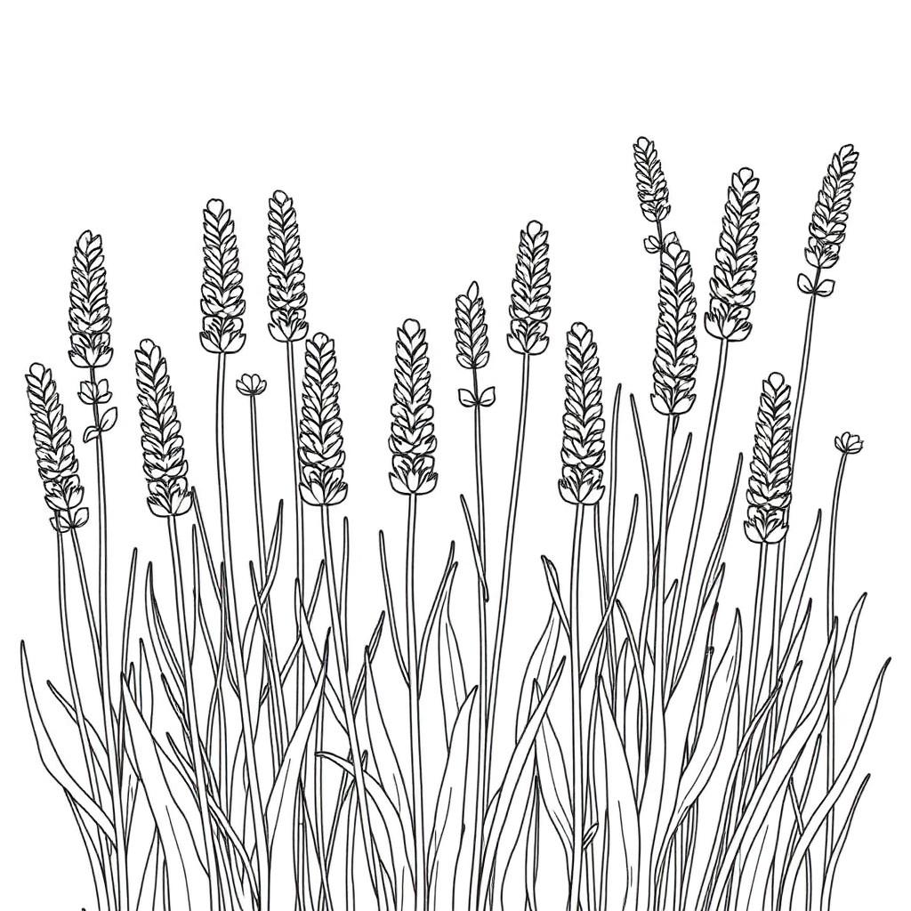 Field of Lavender Stems — printable flower coloring sheet