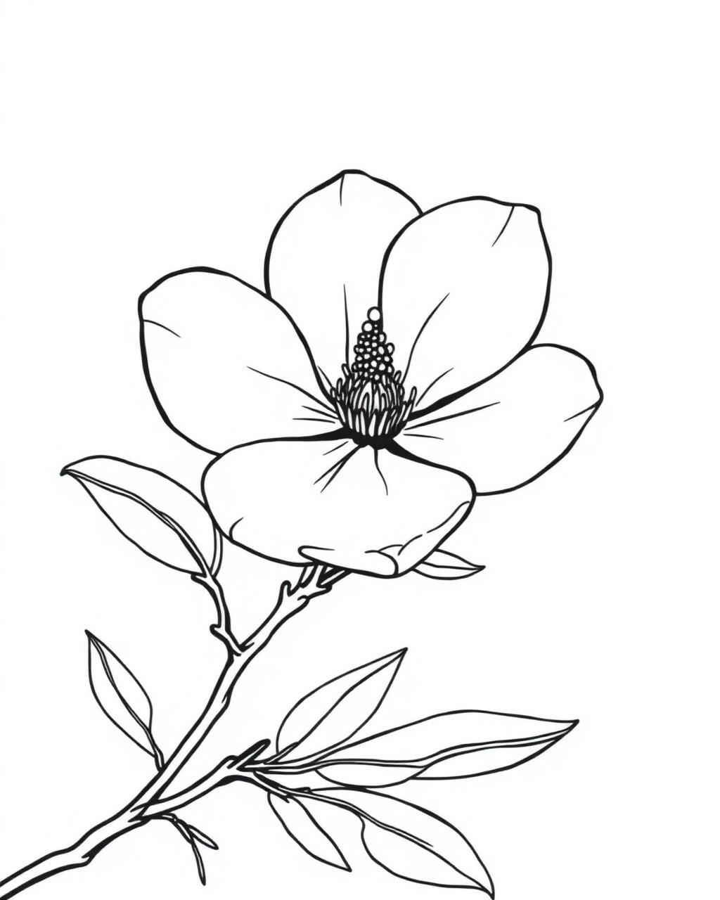 Magnolia Branch — printable flower coloring sheet