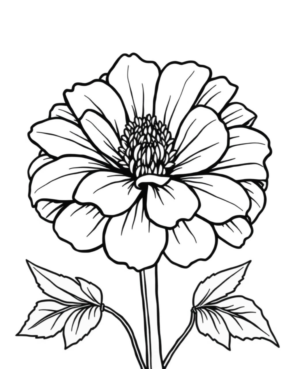 Bright Marigold — printable flower coloring sheet