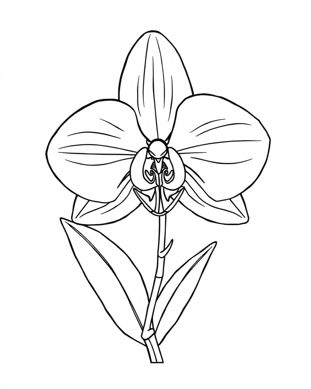 Elegant Orchid — printable flower coloring sheet