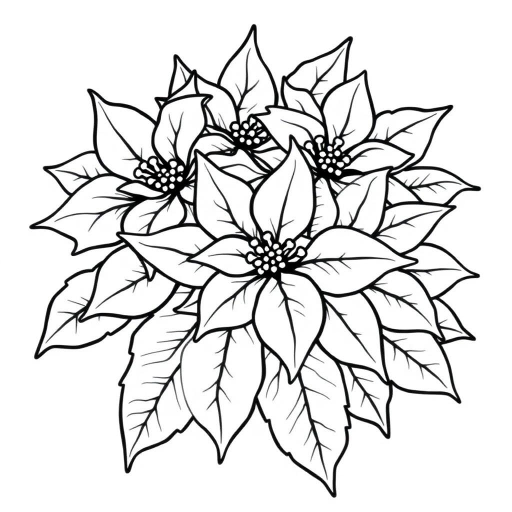 Christmas Poinsettia — printable flower coloring sheet