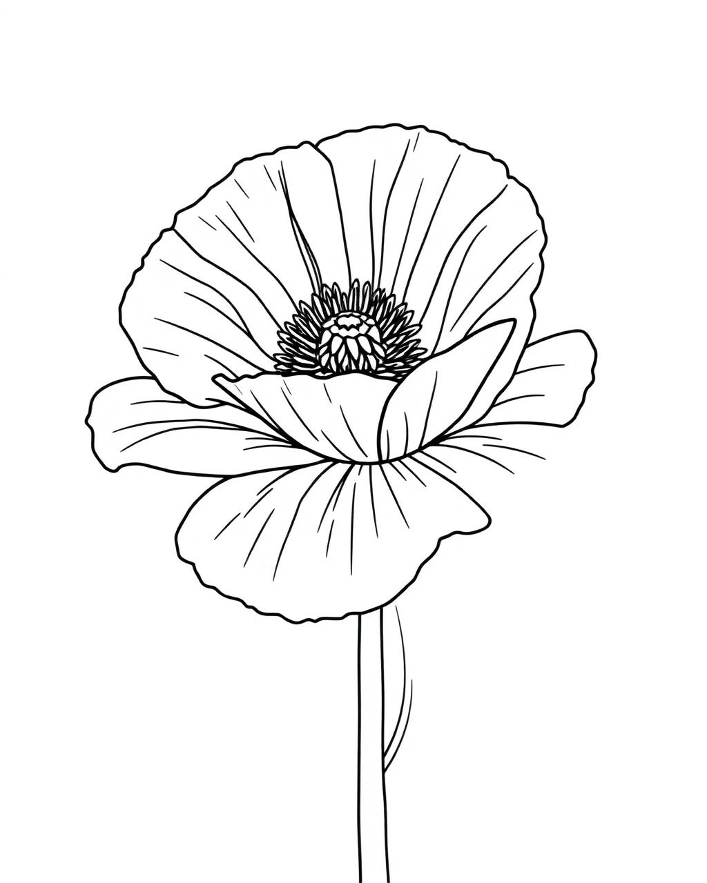 Wild Poppy — printable flower coloring sheet