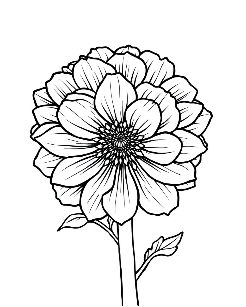 Fluffy Ranunculus — printable flower coloring sheet