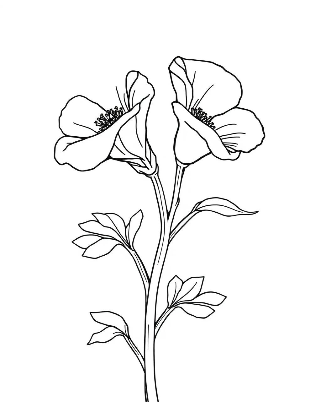 Sweet Pea Stem — printable flower coloring sheet